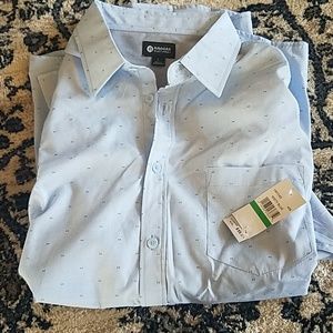 Haggar clothing Misty Blue button down shirt